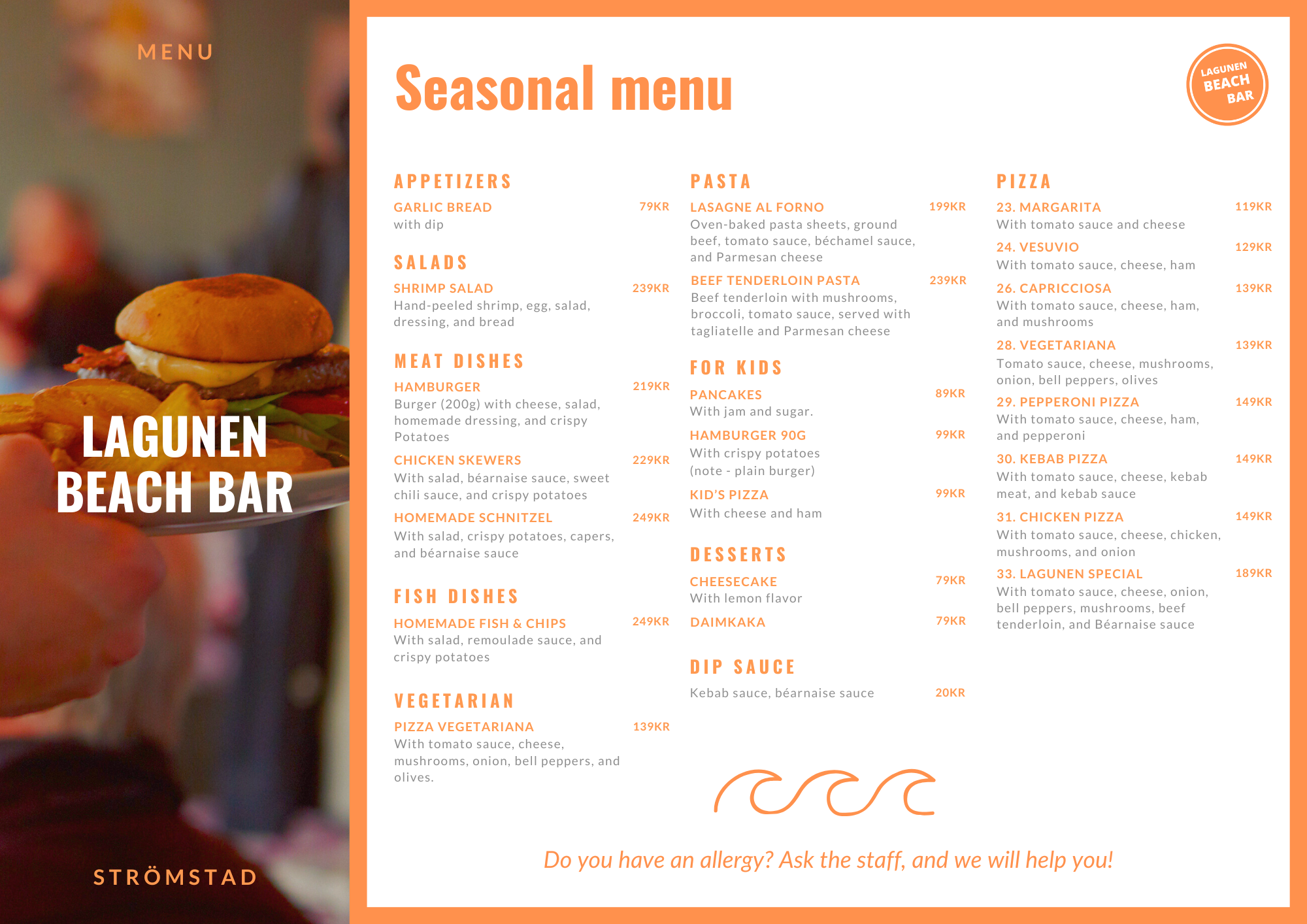 Seasonal menu